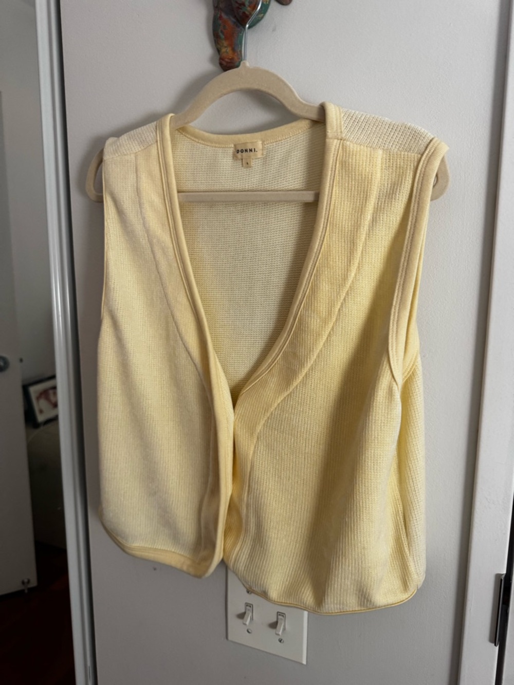 DONNI. Yellow Chenille Button-Front Tank Vest - Picture 3 of 7